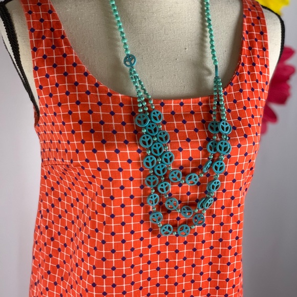 Vintage Inspired Tangerine Mod Print Dress - Picture 3 of 7